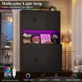 thumbnail image 2 of Hiphuta 72" Tall Kitchen Pantry Storgae Cabinet with RGB LED, Hutch Cabinet with Charging Station and Adjustable Shelves for Dining Room, Black, 2 of 8