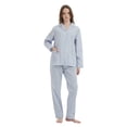 thumbnail image 3 of GLOBAL Womens 100% Cotton Notch Collar Pajama Set Homewear with Pockets, Spring & Summer, 2-Piece, Sizes S to 3X, 3 of 7
