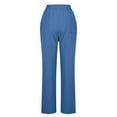 thumbnail image 5 of HAOTAGS Linen Pants for Women, High Waist Casual Stright Leg Loose Yoga Pants Comfy Solid Color Slacks Blue S, 5 of 7