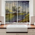 thumbnail image 2 of Ambesonne Woodland Kitchen Curtains, Watercolor River Scene, 55"x39", Apple Green Blue, 2 of 3