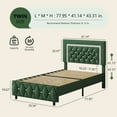 thumbnail image 6 of 4 EVER WINNER Twin Bed Frame, Upholstered Platform Bed Frame with Headboard and Footboard, Twin Size Bed Frame, Diamond Headboard and Footboard Design, Green, 6 of 7