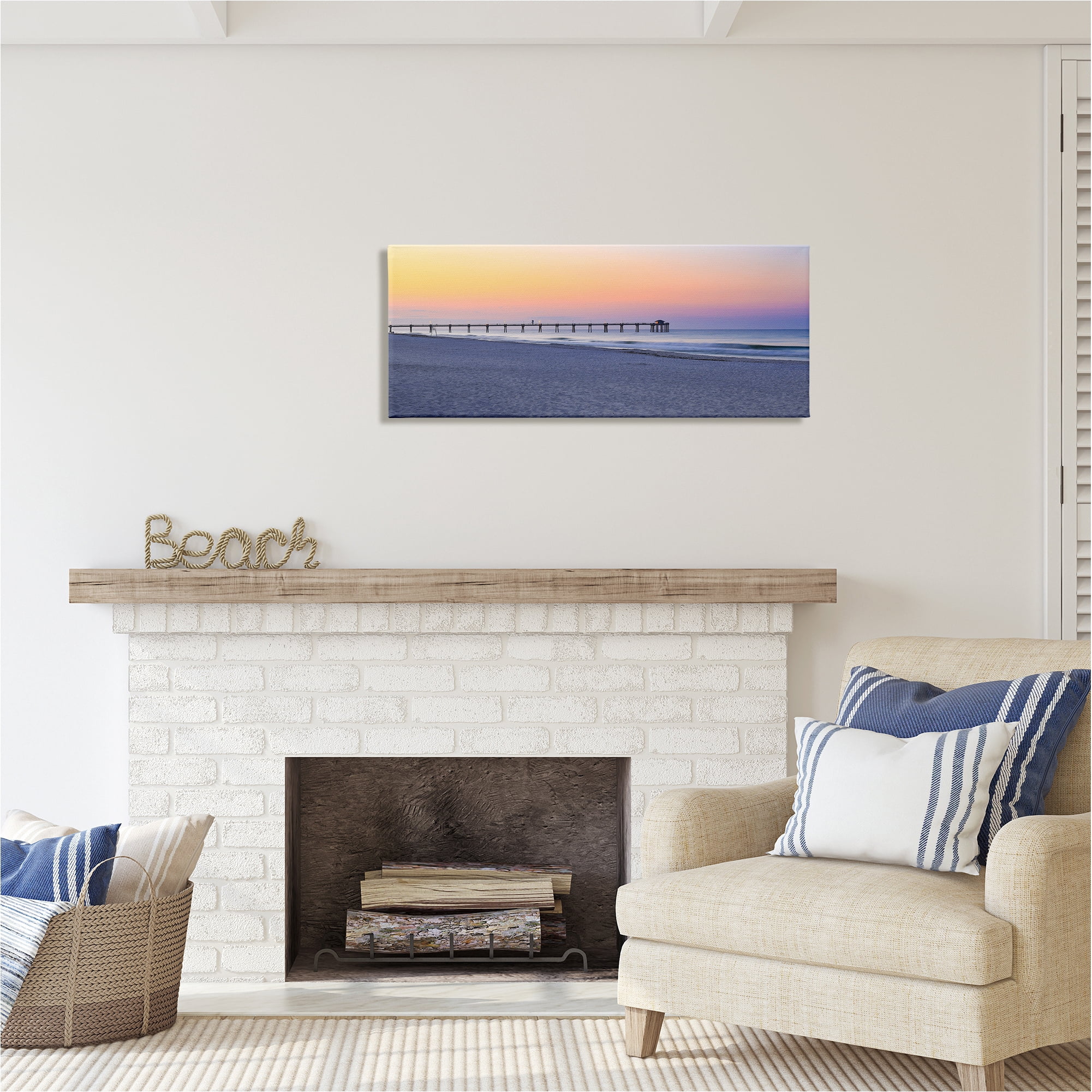 Stupell Industries Sunrise Beach Shore Landscape Photography Gallery Wrapped Canvas Art Print Wall Art, 40 x 17