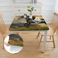 thumbnail image 2 of Acheng Horse Grassy Hill Clouds Square Fitted Tablecloth 100% Polyester Fiber 52*52, 2 of 8