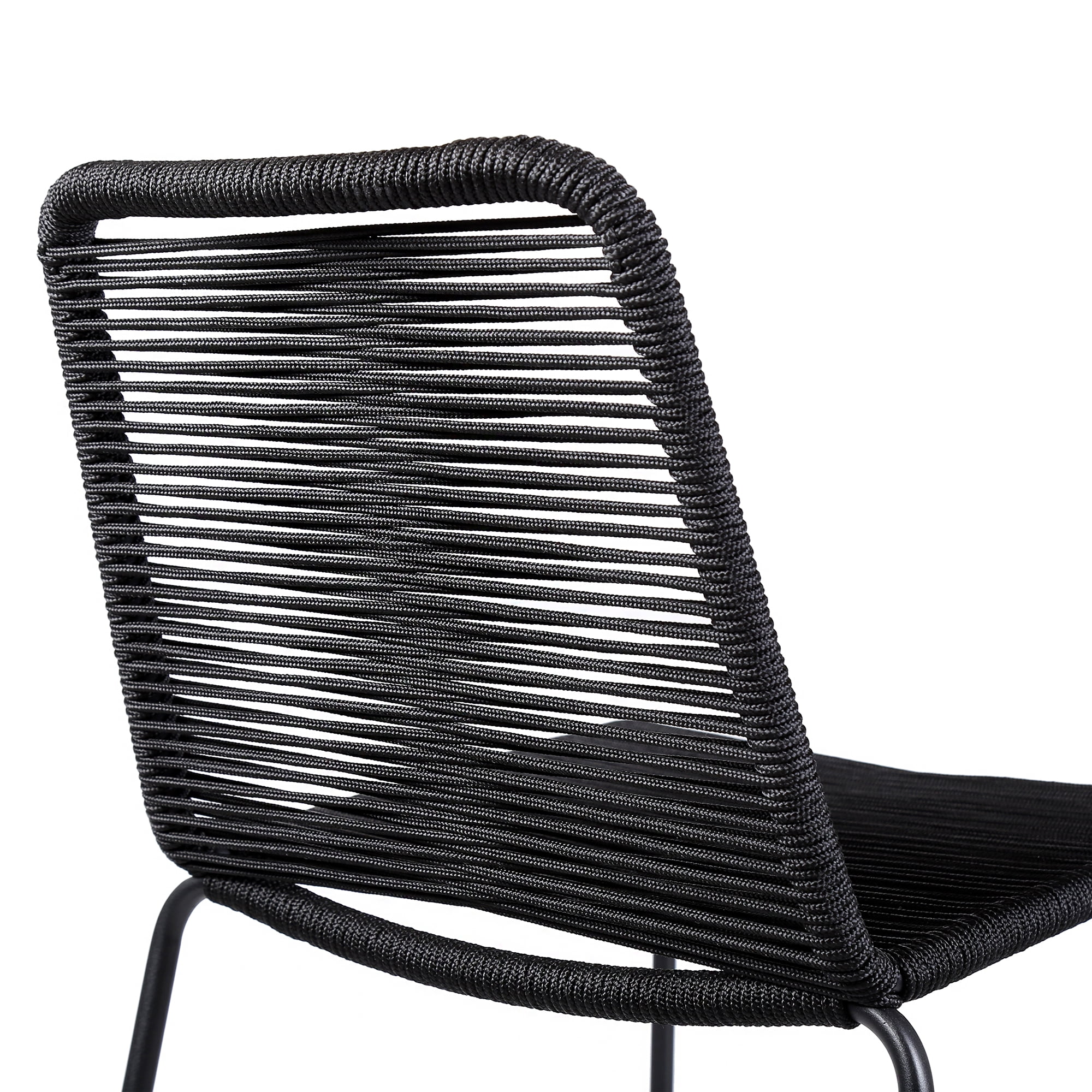 Shasta 26" Outdoor Metal and Black Rope Stackable Counter Stool - Set of 4