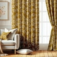 thumbnail image 2 of Vargottam Printed Blackout Curtains - Yellow Linear Leaf Design, Set of 2 Panels, 42 x 96 Inches - Room Darkening, Thermal Insulated Window/Door Drapes with Grommets - Yellow, 2 of 9