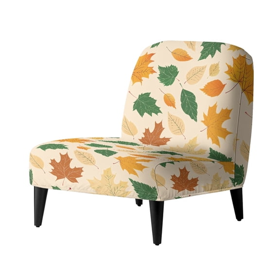 ZIATUBLES Small Armless Sofa Cover Stretch Spandex Accent Chair Slipcover Soft Machine Washable Slipper Chair Protector Covers Modern Home Decor, Fallen Maple Leaf Beige