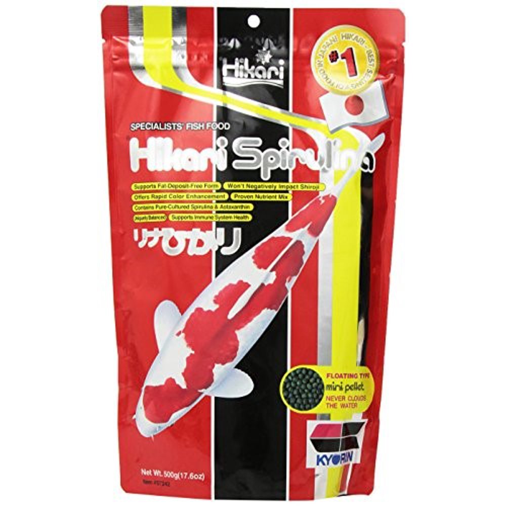 Hikari Spirulina Floating Mini Pellet Fish Food, 17.6 Oz