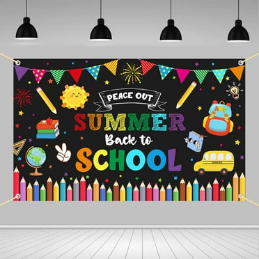 Back to School Backdrop Peace Out Summer Classroom Photography Background 70.8 x 43.3 inch