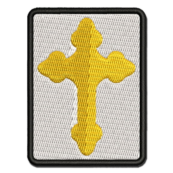 Cross Doodle Christian Applique Multi-Color Embroidered Iron-On Patch - 2.5 Inch Small