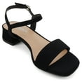 thumbnail image 4 of Soda Shoes Women Ankle Strap Sandals Low Block Heel Single Band EPISODE-S Black Nubuck Suede 6, 4 of 5