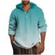 thumbnail image 1 of Blusa de manga larga con capucha para hombre, estilo informal, con botones, estampado degradado, de poliéster, 1 of 4