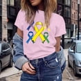 thumbnail image 2 of UANWENN T-Shirts Décontractés pour Femmes avec Imprimé Ruban de Sensibilisation au Cancer, Manches Courtes, Col Rond, Style de Base pour le Quotidien, Chandails Athlétiques, Paquet Femmes, T-Shirts pour Femmes, Hauts de Couleur Unie pour Femmes, Court, 2 of 5