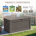 thumbnail image 6 of Vineego 122 Gallon Outdoor Patio Box Deck Plastic Resin Storage Box Backyard, Dark Brown, 6 of 6
