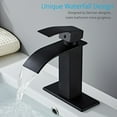 thumbnail image 2 of Wovier Matte Black Waterfall Bathroom Sink Faucet with Supply Hose,Single Handle Single Hole Lavatory Faucet,Basin Mixer Tap Commercial, 2 of 6