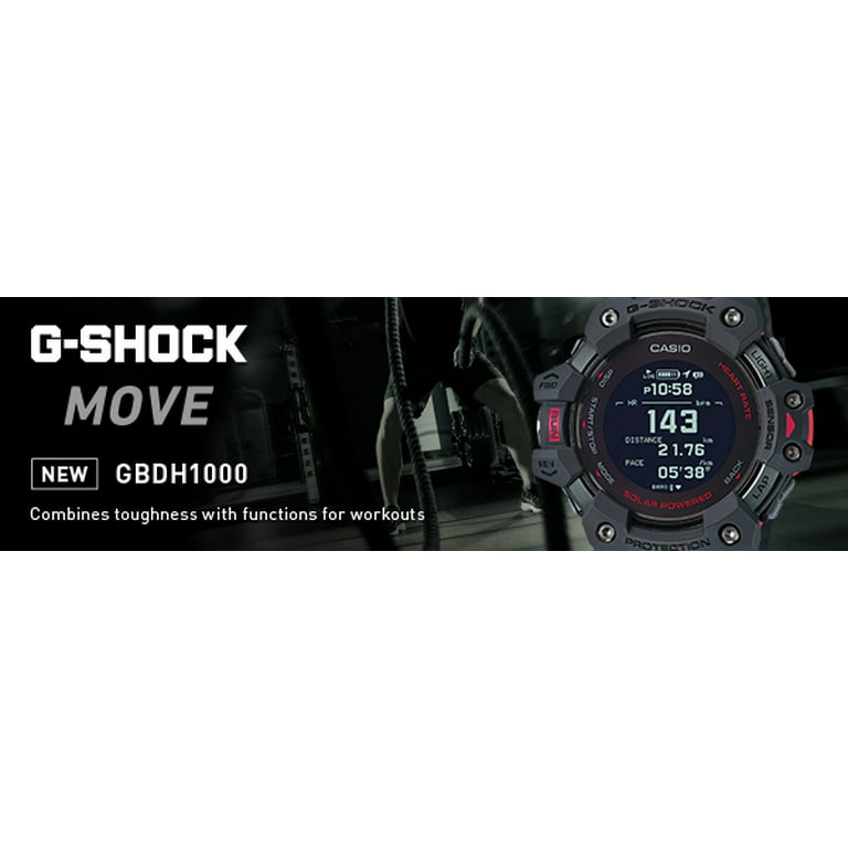  Casio Men's G-Shock Move, GPS + Heart Rate Running Watch,  Quartz Solar Assisted Watch with Resin Strap, Gray, (Model: GBD-H1000-8CR)  : Electronics