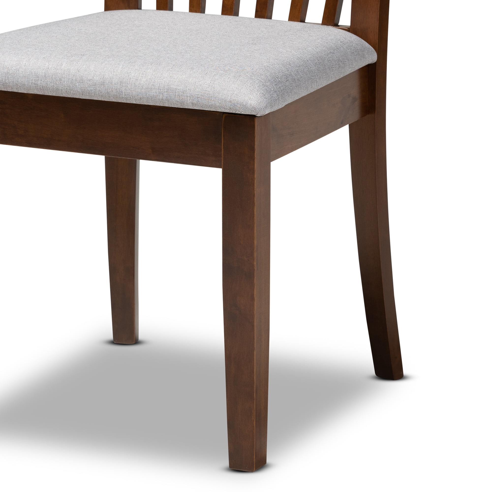 Baxton Studio Lore Modern and Contemporary Grey Fabric Upholstered and Walnut Brown Finished Wood 5-Piece Dining Set