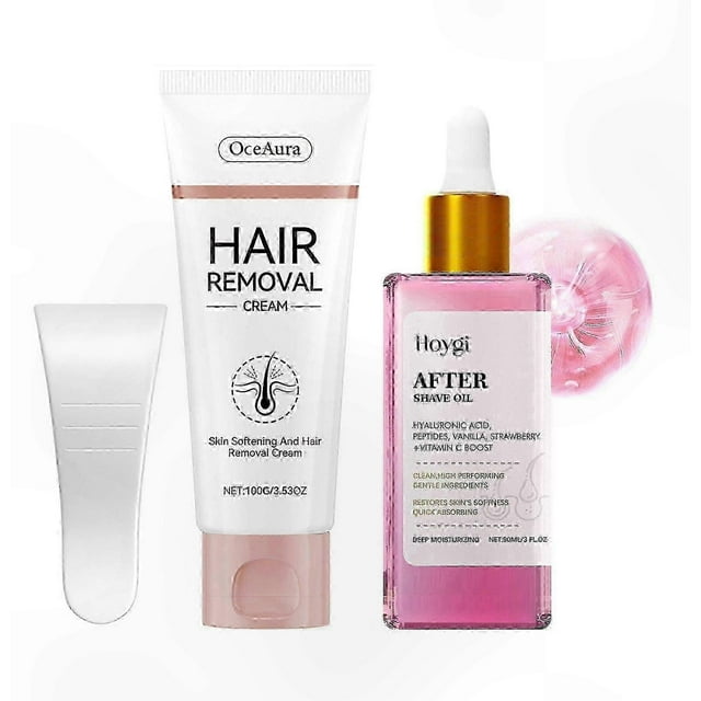 Smooth Skin Hair Removal Cream & Soothing Shave Oil, Hydrating Formula for Gentle Use
