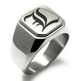 thumbnail image 1 of Stainless Steel Letter L Initial Old English Monogram Engraved Engraved Square Flat Top Biker Style Polished Signet Ring, 1 of 1