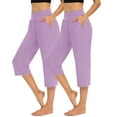 thumbnail image 2 of ShomPort 2 Piece Yoga Pants for Women Baggy Elastic Waist Capris Workout Lounge Gym Capri Pants with Pockets, 2 of 8