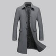 thumbnail image 2 of XFLWAM Mens Classic Single Breasted Pea Coat Quilted Lined Lapel Collar Wool Blend Trench Coat Mid Long Jackets with Pockets Gray 3XL, 2 of 3