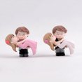 thumbnail image 5 of Farfi Sweet Couple Bride Groom Model Miniature Landscape Wedding Decorative Ornament (Blue Pink), 5 of 13