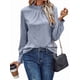 thumbnail image 1 of Camiseta de Larga con Cuello Alto y Ojales para Mujer, Elegante, Informal, , de Negocios, Elástica, con Aberturas Azul L, 1 of 9