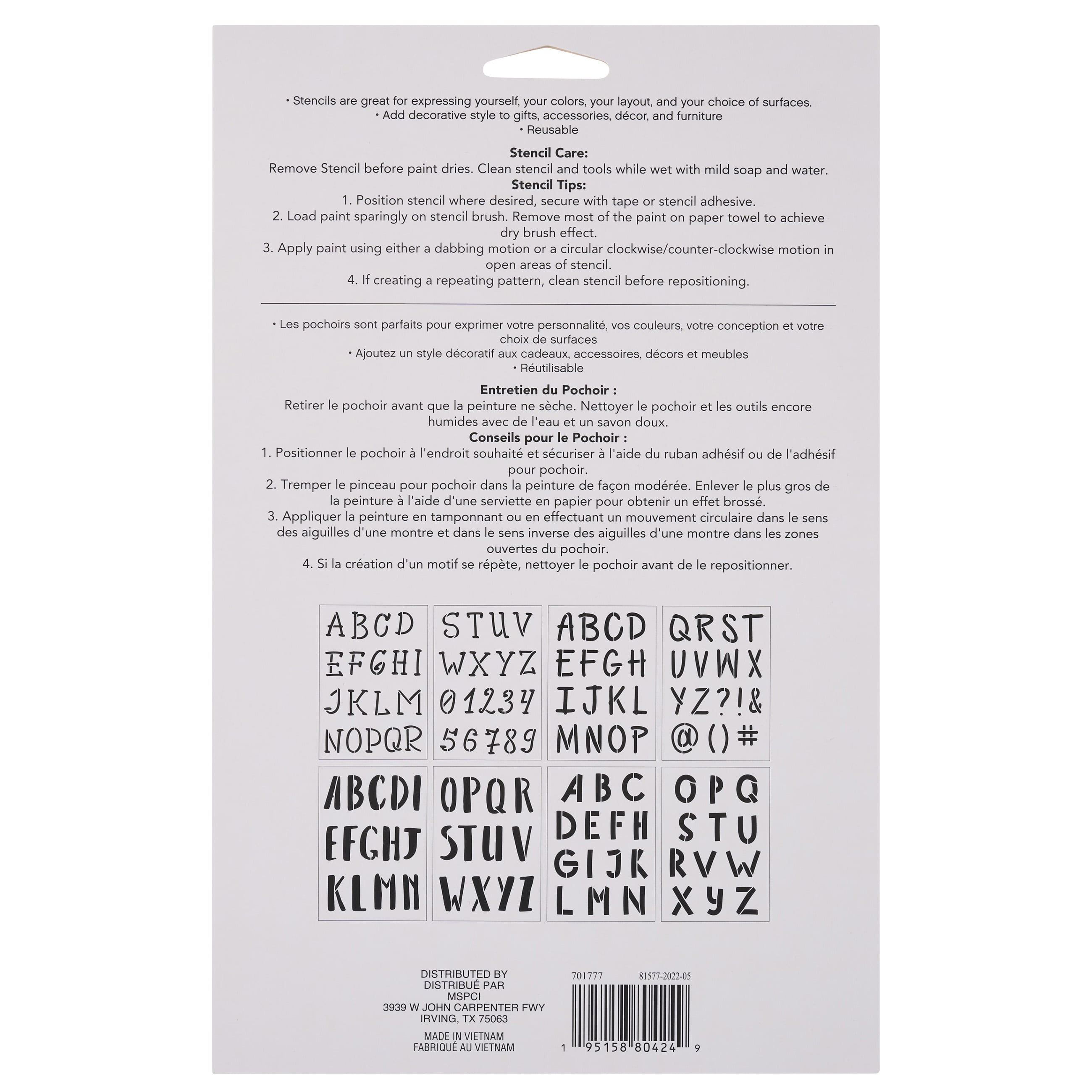 Craft Smart Alphabet Casual Stencils - 7" x 10" Sheets, 119 Designs per Pack, 8 Sheets Each, Reusable Plastic - Ideal for DIY Crafts, Decor, Furniture & Gifts, 6 Pack