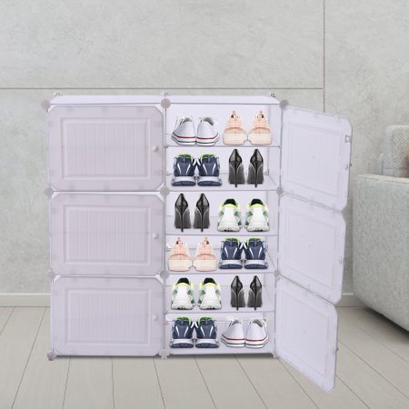 Shoe Rack  Shoe Storage Cabinet 6pc Plastic Shoe Shelves Organizer for Closet Hallway Bedroom Entryway  24 pairs