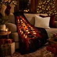 thumbnail image 3 of Overhead drum cymbal mandala black red gold Flannel Blanket for bedroom music room studio living room drummer Home Decor explosive rhythm art Gift for musicians, 3 of 9