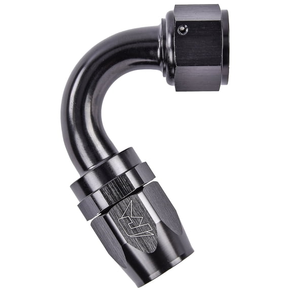 JEGS AN 120-Degree Max Flow Swivel Hose End [-12 AN Female to -12 AN Hose, Black]