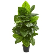 Nearly Natural 48" Plastic and Polyester Taro Artificial Plant, Green