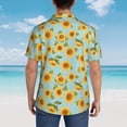 thumbnail image 4 of Balery White Polka Dot Sunflower A Camisas hawaianas de manga corta para hombre, camisas playeras de corte holgado, camisas de vacaciones con botones,X-Large, 4 of 7