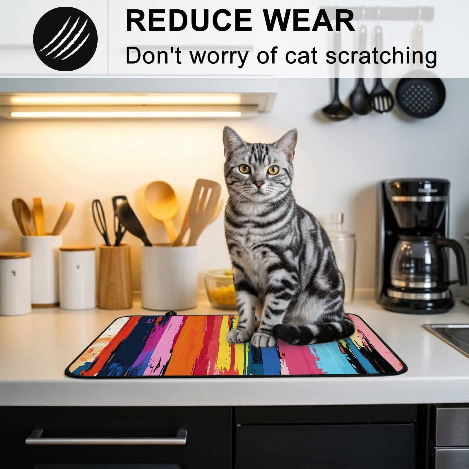 Colorful Striped Stove Top Cover for Electric Stove, Heat-proof & Non Slip Glass Top Stove Cover Protector, Modern Rainbow Abstract Graffiti Art Kitchen Flat Cooktop Rubber Mat 24x21 Inches