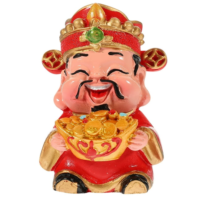 Estatua de Dios de la riqueza Fortuna china y suerte Figurina de escritorio adorno Año Nuevo Decoración