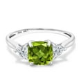 thumbnail image 2 of Gem Stone King 10K White Gold Green Peridot and Lab Grown Diamond Engagement Ring for Women | 2.14 Cttw | Cushion 7MM | Gemstone August Birthstone | Size 8, 2 of 6