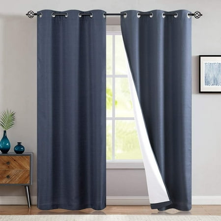 Lined Thermal Blackout Curtains For Bedroom Living Room Block Out 100 Light Grommet Privacy Window Treatments 2 Panels 84 Inch Indigo Canada Lined Thermal Blackout Curtains For, Do Blackout Curtains Block Out All Light