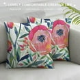 thumbnail image 3 of Shiartex   Throw Pillow Covers Peonies Summer Watercolor Floral Pink Flower Girly Pastel Mint Colorful Decorative Pillow Cases Home Decor Square 18x18 Inches Pillowcases, 3 of 5