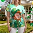 thumbnail image 3 of felwors Womens Scrubs Plus Size St Patricks Day Shirts Shamrock Printed V Neck Short Sleeve Nursing Tops Pocket Nurse Uniform (Mint Green, S), 3 of 6