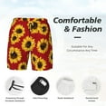 thumbnail image 5 of Lsque Mens Swim Trunks Sunflowers On Red Pattern - Bathing Suit Compression Liner - Beach Swim Shorts Swimwear - (S-3XL) - Stretch Quick Dry -Medium, 5 of 9
