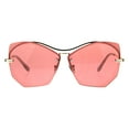 thumbnail image 2 of Womens Squared Butterfly Oversize Rimless Designer Sunglasses Gold Pink, 2 of 4