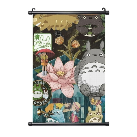 Shaft Hanging Banner My Neighbor Totoro Poster Wall Canvas Artwork With Black Frame Scroll Painting 20"x30"