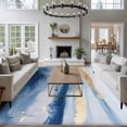 thumbnail image 3 of Marble Texture Large Area Rugs 5x8 ft Abstract Gradient Ocean Blue Gold Waves Washable Rug Non Slip Indoor Carpet Absorbent Floor Mat for Living Room Bedroom Dining Room, 3 of 9