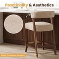 thumbnail image 6 of Dayalane Modern Counter Height Bar Stools Set of 2, 27" H Barrel Back Velvet Upholstered Counter Stools with Wood Legs, Barstools for Kitchen Island, Dining Room Bar, Khaki, 6 of 9