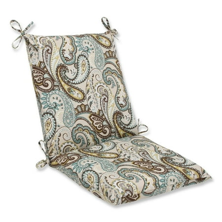 36.5" Paisley Giardino Light Blue and Brown Outdoor Patio Chair Cushion