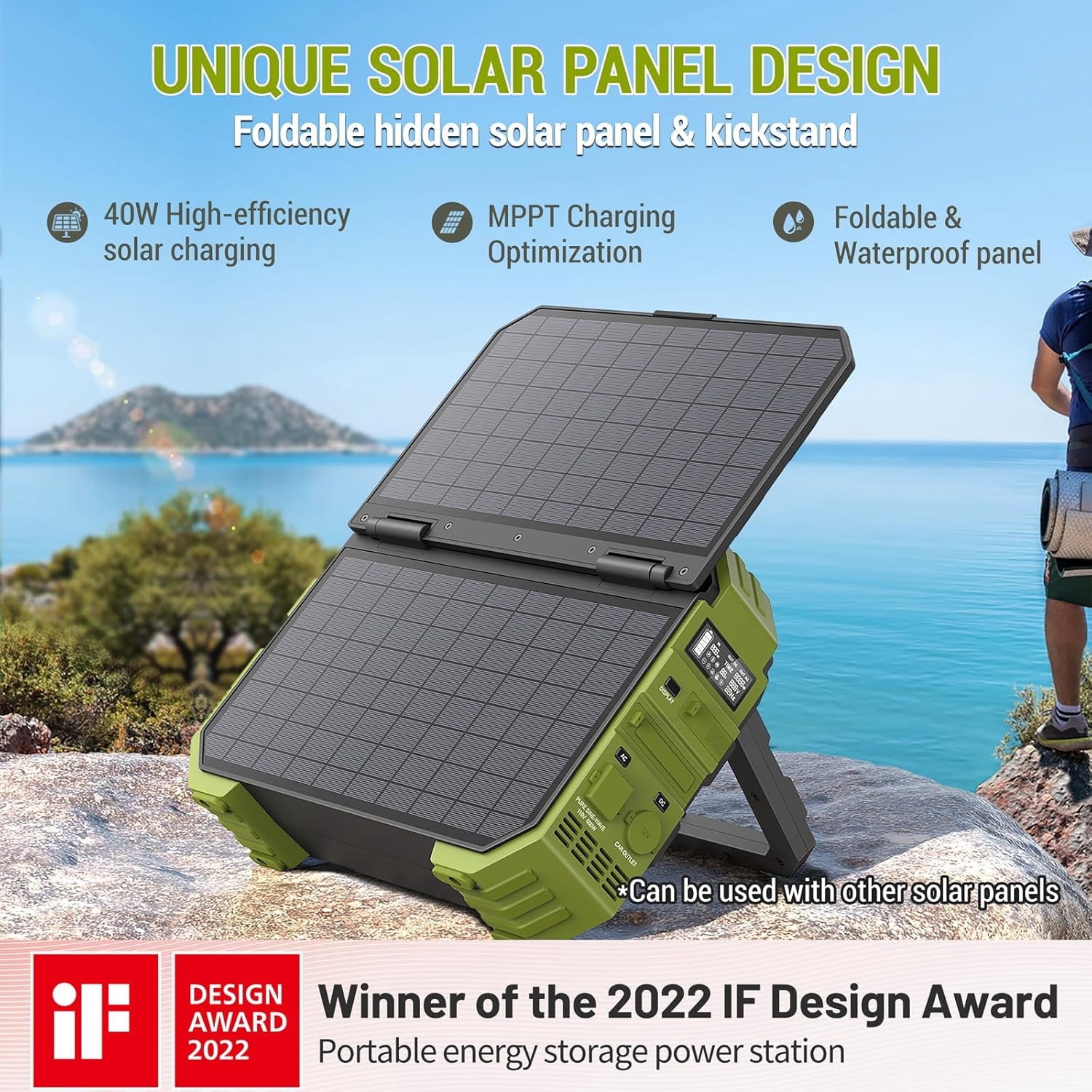 BROWEY 600W Continuous / 1200W Peak Portable Solar Generator with 1 Solar Panel