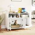 thumbnail image 4 of YYAo Hidden Cathouse with Double Doors and Scratch Cardboard, Puppy Shelter for Indoor, Living Room, Home Office, Off White, 4 of 8
