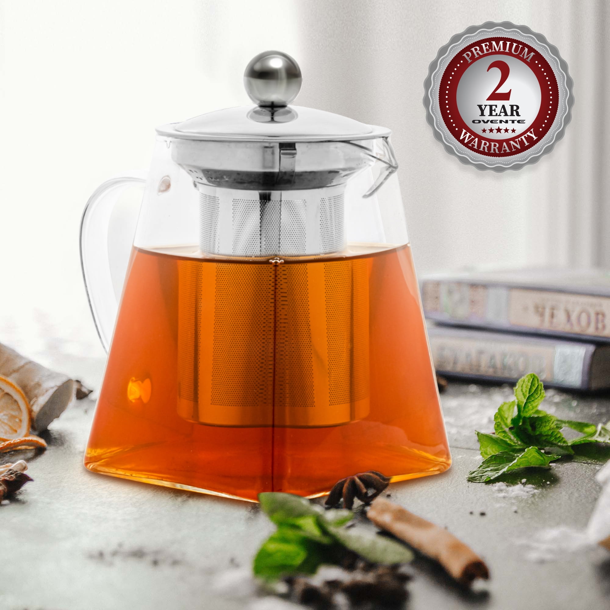 GOODAE Glass Teapot Kettle with Removable Stainless Steel
