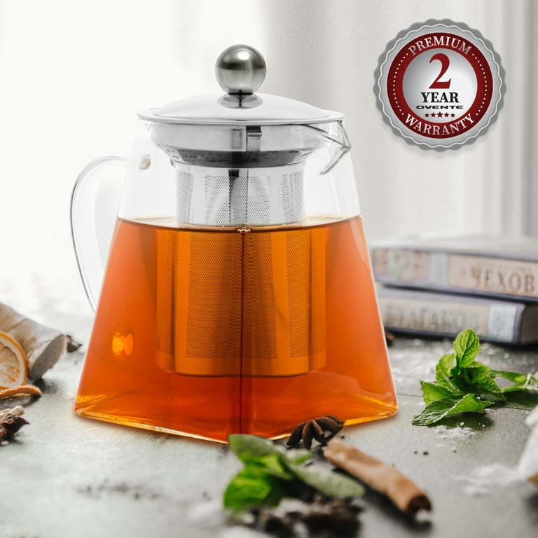 Glass Teapot with Stainless Steel Infuser & Lid