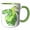 Green/White, variant on 3drose, Monstera Leaves Artistic Vector Cut Out, 11oz Two-tone Black Mug