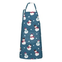 Blue Christmas Snowman Apron-Garden Aprons for Women with Pockets-Cotton Linen Waterproof Kitchen Cooking Gardening Aprons Adjustable for Kitchen,Cooking,BBQ and Salon 32"x27"